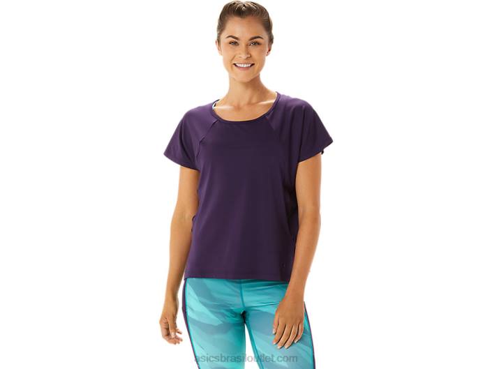 top feminino manga curta fenda lateral 462T2928 sombra da noite Asics