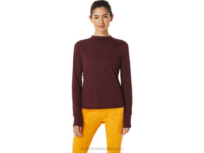 top feminino runkoyo gola zombe manga longa 462T2754 marte profundo Asics