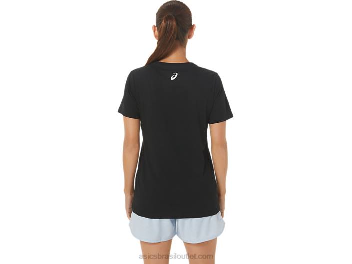 w orc luminoso pequeno logotipo ss tripulação 462T2732 desempenho preto Asics