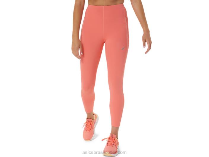 corrida feminina cintura alta justa 462T2500 mamão Asics