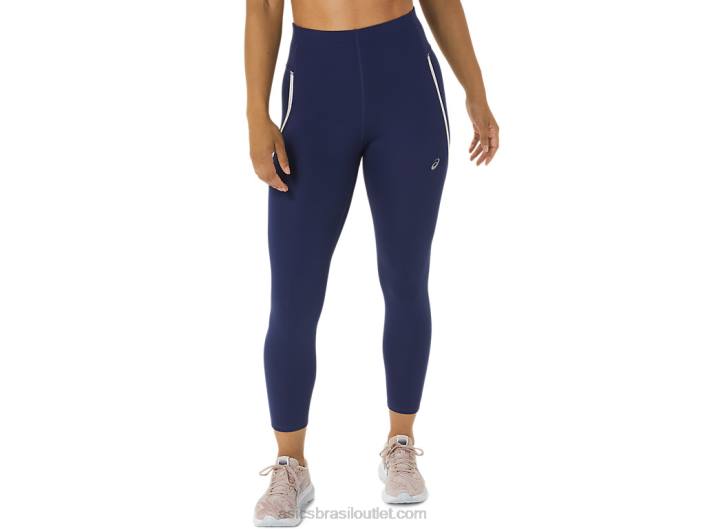 corrida feminina cintura alta justa 462T2513 azul índigo Asics