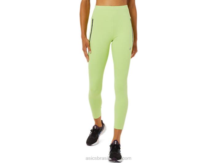 corrida feminina cintura alta justa 462T3335 verde limão Asics