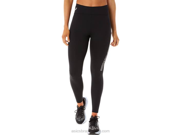 gráfico de logotipo feminino justo 462T2925 desempenho preto/cinza fumaça Asics