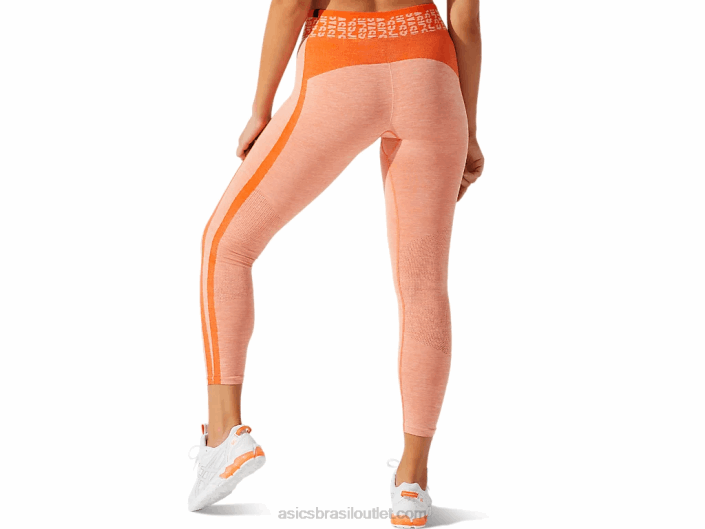 logotipo recortado feminino sem costura justo 462T3940 calêndula laranja/sol pêssego Asics