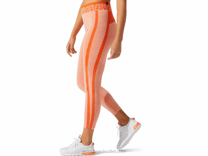 logotipo recortado feminino sem costura justo 462T3940 calêndula laranja/sol pêssego Asics