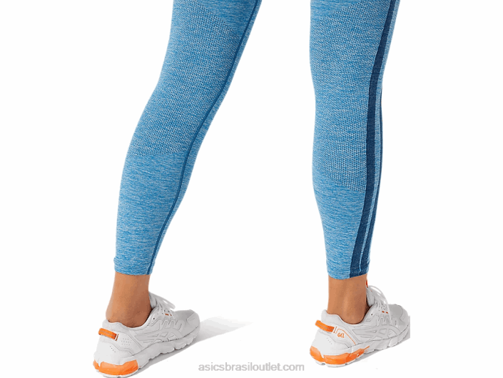 logotipo recortado feminino sem costura justo 462T3947 azul renascido/azul mako Asics