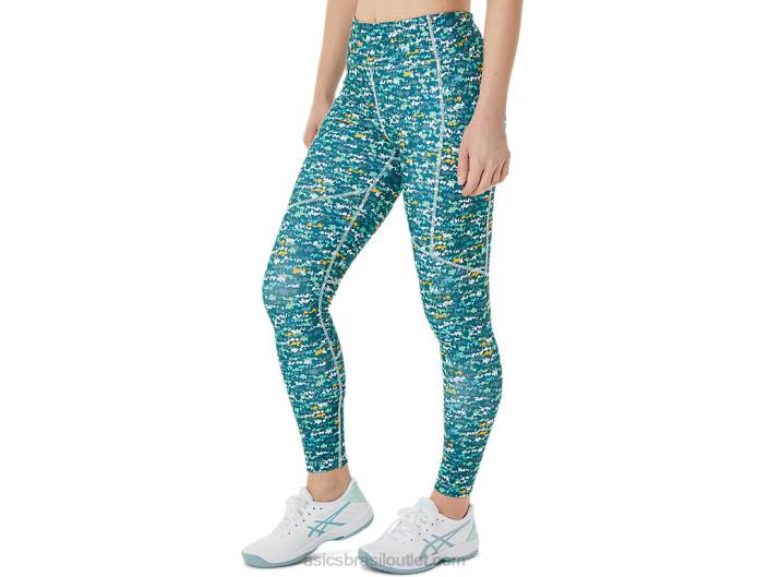 nova calça estampada forte 92 feminina 462T3029 mar calmante escovado Asics