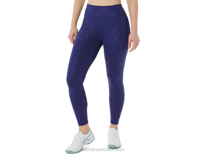 nova calça estampada forte 92 feminina 462T3034 japão relevo escovado mergulho azul Asics
