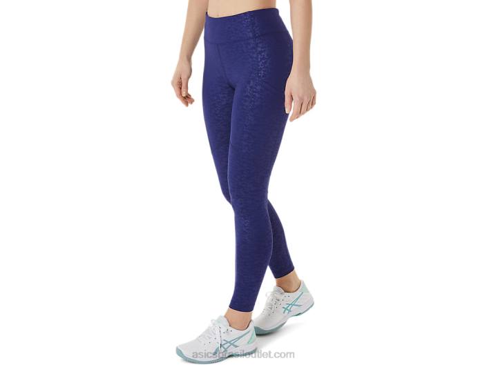 nova calça estampada forte 92 feminina 462T3034 japão relevo escovado mergulho azul Asics