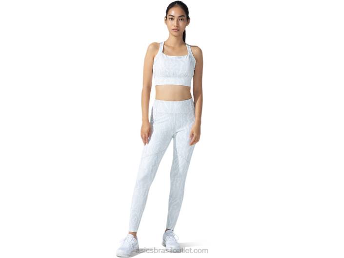 nova calça estampada forte 92 feminina 462T3794 impressão branca brilhante Asics