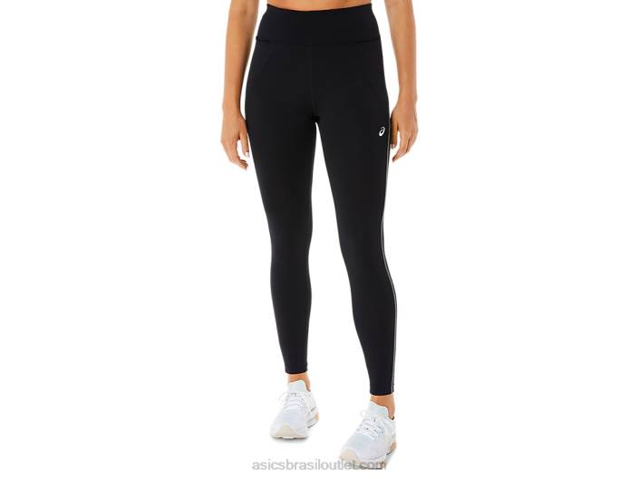 painel de malha feminino para treino justo 462T2308 desempenho preto Asics