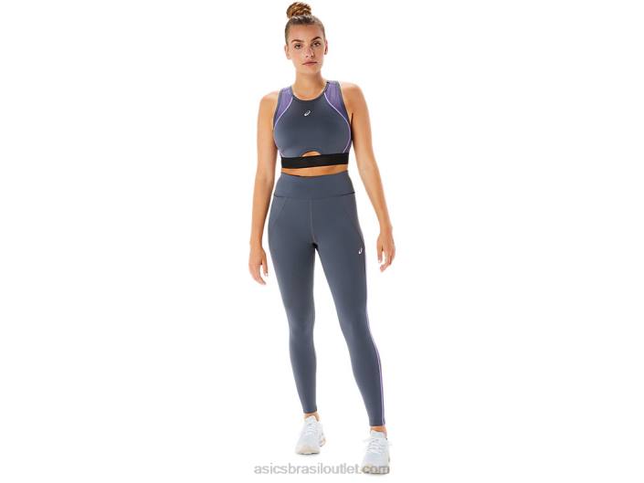 painel de malha feminino para treino justo 462T2311 transportadora cinza Asics
