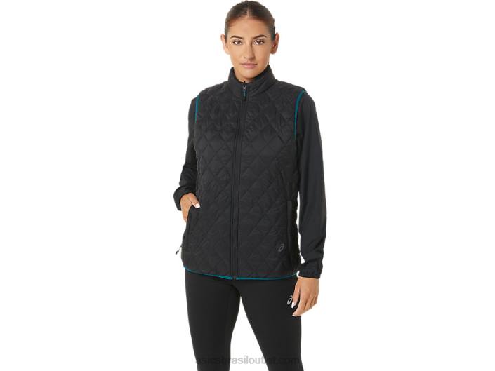 colete com isolamento reverso feminino 462T2750 desempenho em pinho preto/veludo Asics