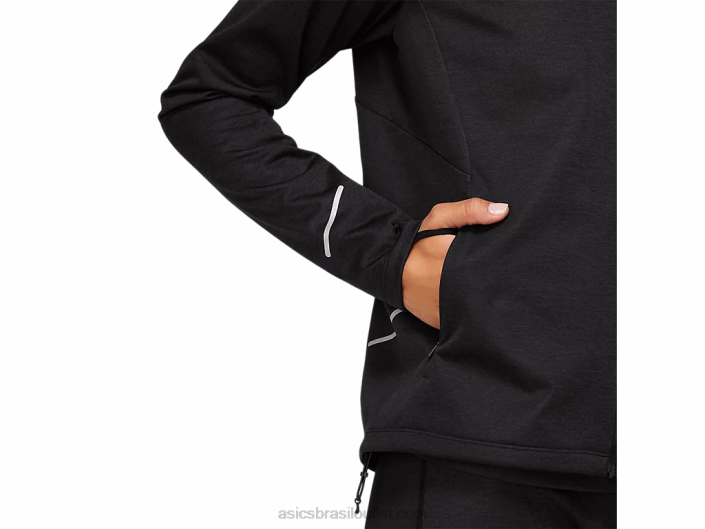 jaqueta de inverno feminina lite-show 462T3646 urze preta de desempenho Asics