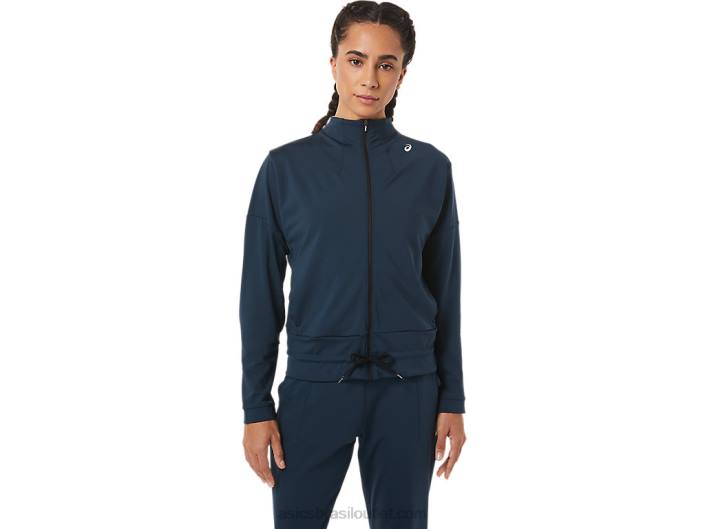 jaqueta de tênis feminina 462T3280 azul francês/preto desempenho Asics
