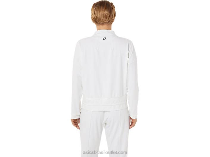 jaqueta de tênis feminina 462T3286 branco/preto brilhante Asics