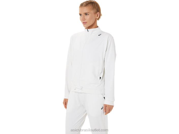 jaqueta de tênis feminina 462T3286 branco/preto brilhante Asics