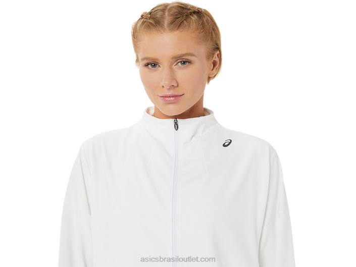 jaqueta de tênis feminina 462T3286 branco/preto brilhante Asics
