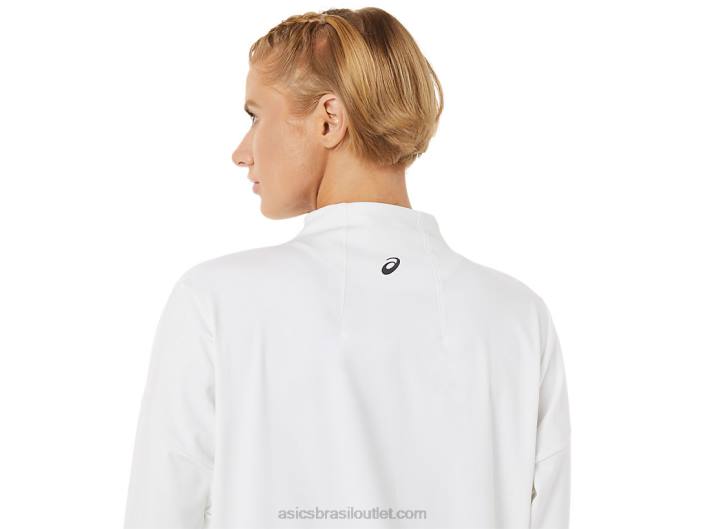jaqueta de tênis feminina 462T3286 branco/preto brilhante Asics