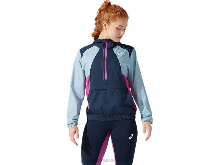 jaqueta de visibilidade feminina 462T4058 azul francês/azul fumaça Asics