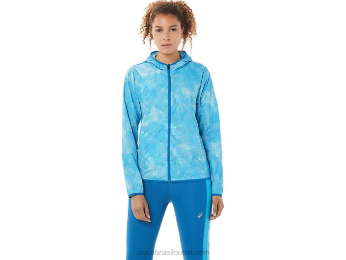 jaqueta embalável feminina 462T3939 impressão de anjo aqua/azul renascido Asics