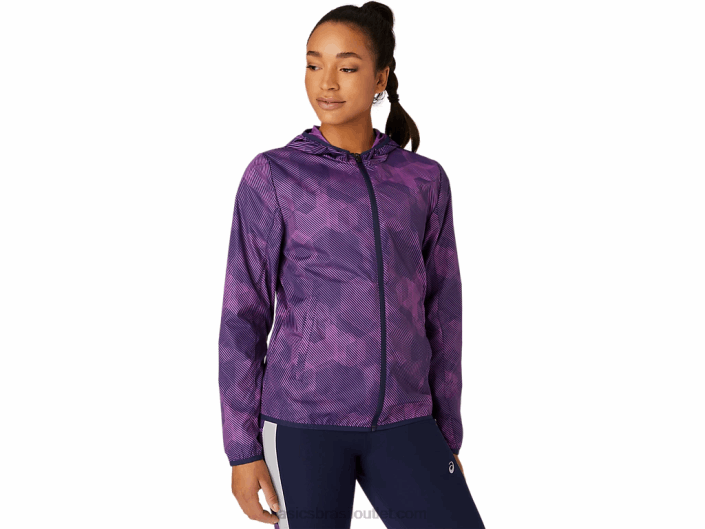 jaqueta embalável feminina 462T4100 impressão digital de uva/pavão Asics