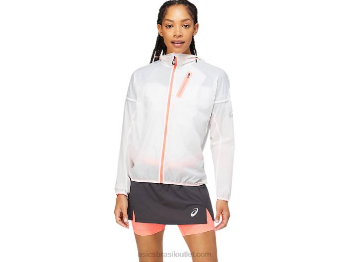 jaqueta fujitrail feminina 462T3826 coral branco brilhante/ardente Asics