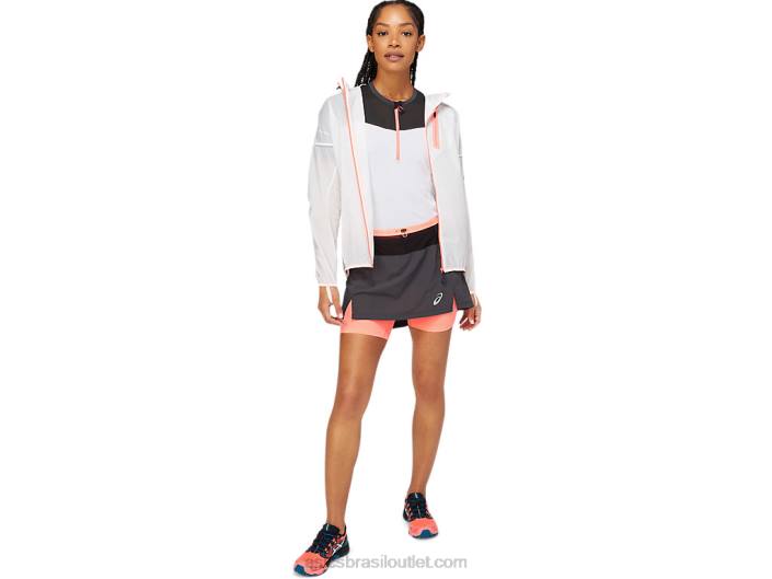 jaqueta fujitrail feminina 462T3826 coral branco brilhante/ardente Asics