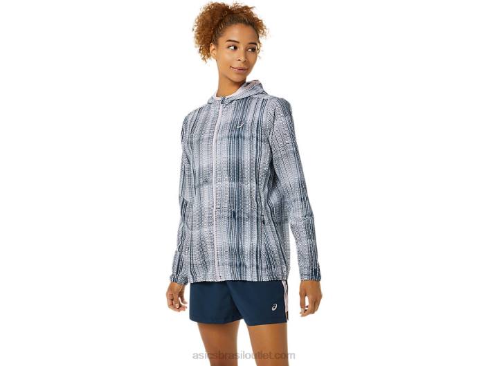 jaqueta gráfica pronta para mulheres 462T3480 impressão azul francês/quase rosa Asics