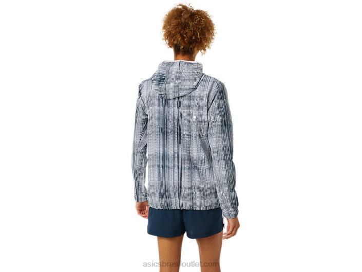 jaqueta gráfica pronta para mulheres 462T3480 impressão azul francês/quase rosa Asics