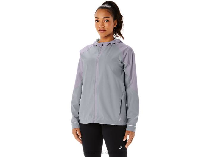 jaqueta impermeável feminina 462T2328 piemonte cinza/violeta crepúsculo Asics