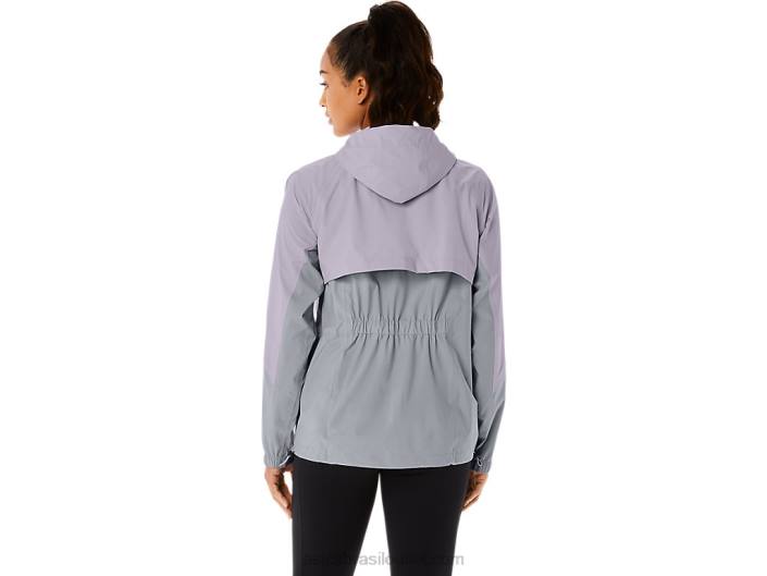 jaqueta impermeável feminina 462T2328 piemonte cinza/violeta crepúsculo Asics