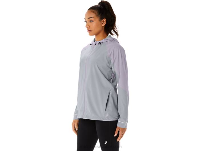 jaqueta impermeável feminina 462T2328 piemonte cinza/violeta crepúsculo Asics