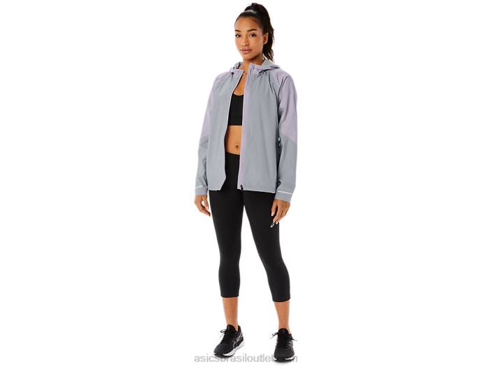 jaqueta impermeável feminina 462T2328 piemonte cinza/violeta crepúsculo Asics