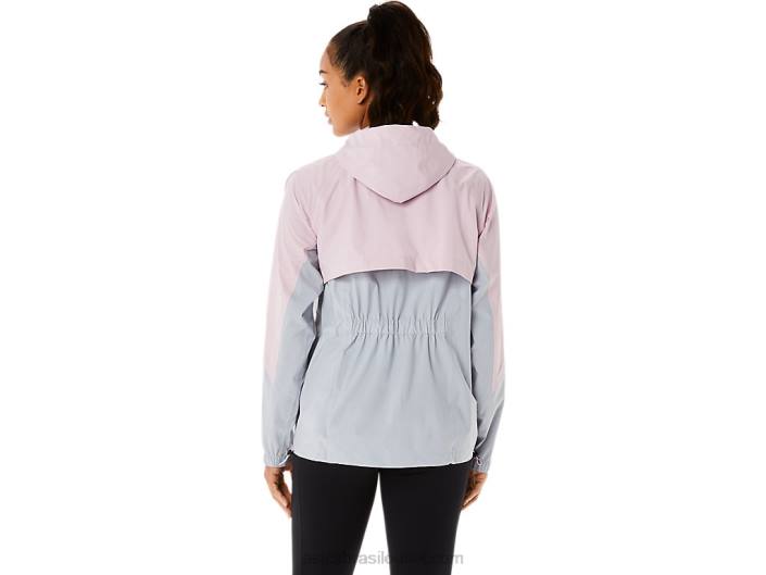 jaqueta impermeável feminina 462T3333 piemonte cinza/mal rosa Asics
