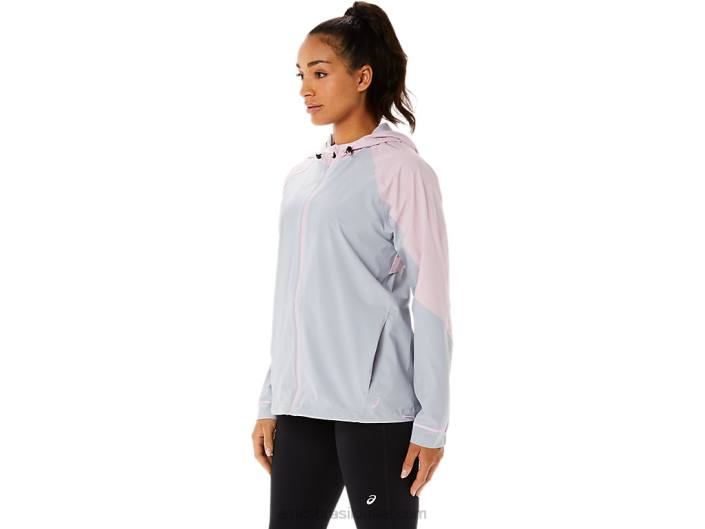 jaqueta impermeável feminina 462T3333 piemonte cinza/mal rosa Asics