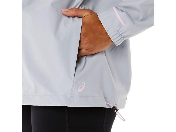 jaqueta impermeável feminina 462T3333 piemonte cinza/mal rosa Asics