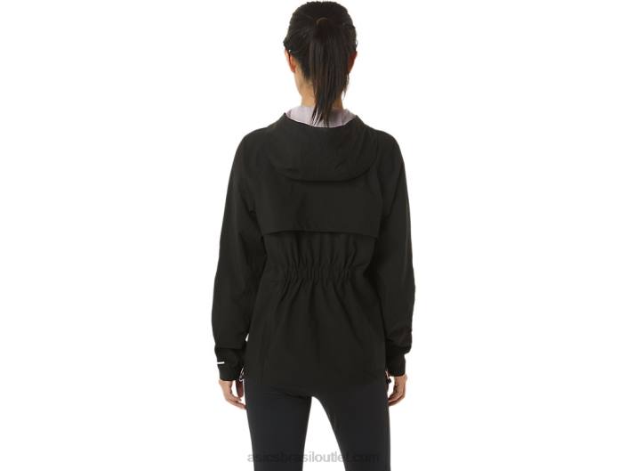 jaqueta impermeável feminina 462T3334 desempenho preto/quase rosa Asics