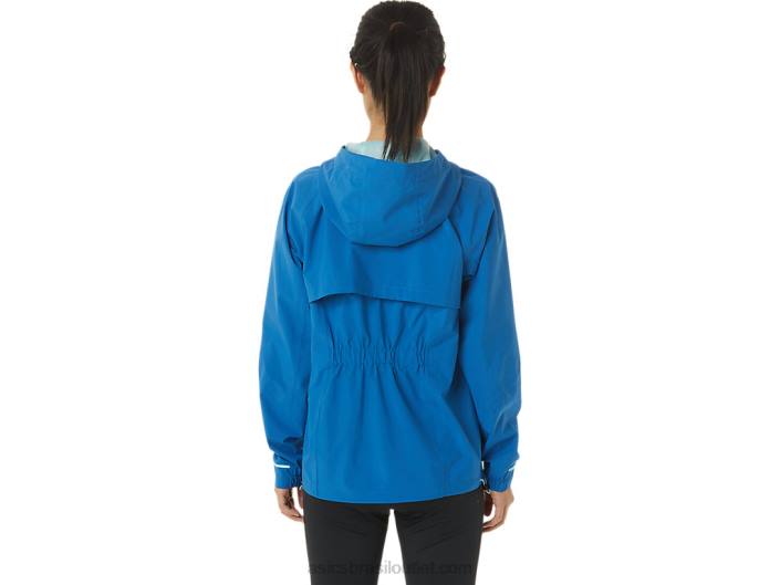 jaqueta impermeável feminina 462T3341 lago drive/claro azul Asics