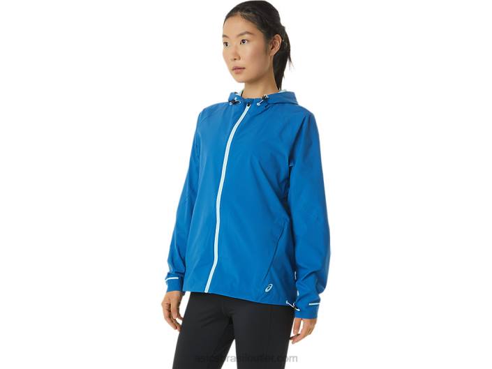 jaqueta impermeável feminina 462T3341 lago drive/claro azul Asics