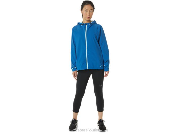 jaqueta impermeável feminina 462T3341 lago drive/claro azul Asics