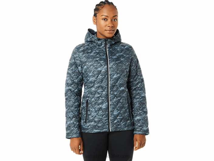 jaqueta isolada de desempenho feminino 462T3698 metrópole/impressão de luzes brilhantes Asics