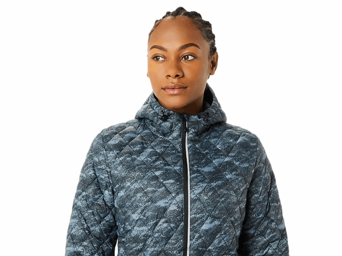 jaqueta isolada de desempenho feminino 462T3698 metrópole/impressão de luzes brilhantes Asics