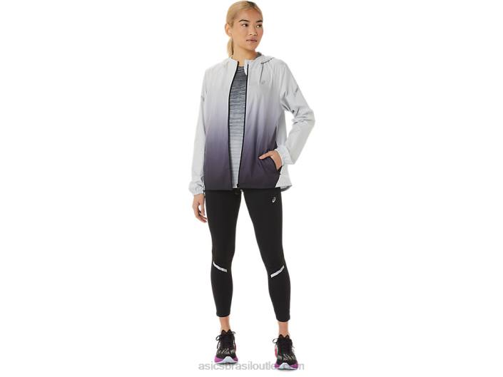 jaqueta lite show feminina 462T2785 cinza glaciar/preto performance Asics
