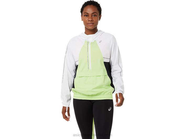 jaqueta lite show feminina 462T3270 branco brilhante/verde limão Asics