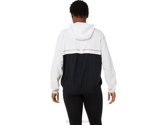 jaqueta lite show feminina 462T3270 branco brilhante/verde limão Asics