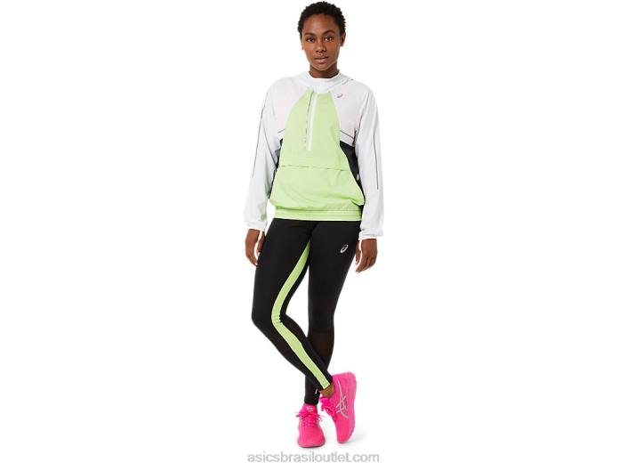 jaqueta lite show feminina 462T3270 branco brilhante/verde limão Asics