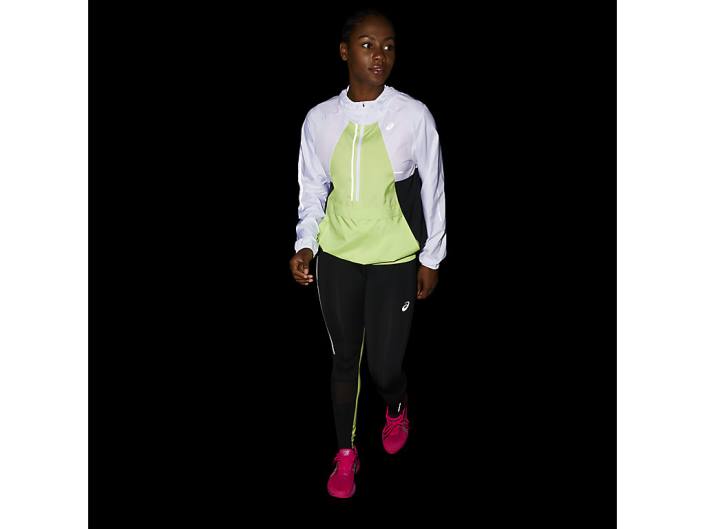 jaqueta lite show feminina 462T3270 branco brilhante/verde limão Asics