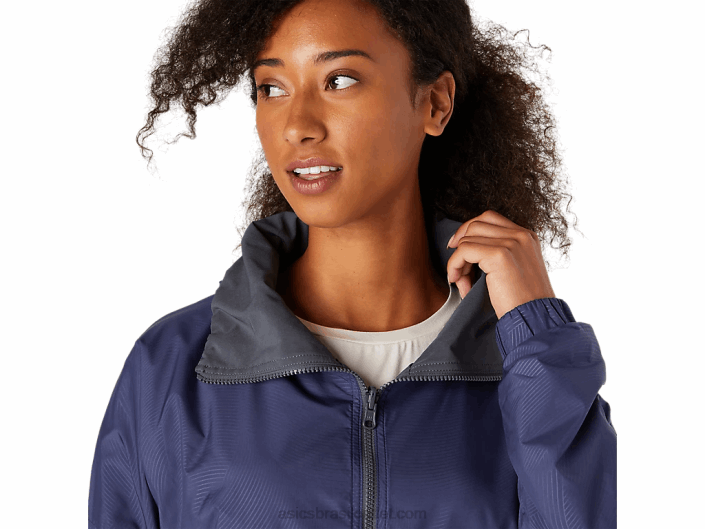 jaqueta reversível feminina 462T3670 azul trovão/cinza portador Asics