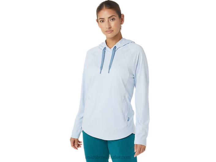 moletom com capuz tecnológico feminino 462T2767 corante espacial do céu suave Asics